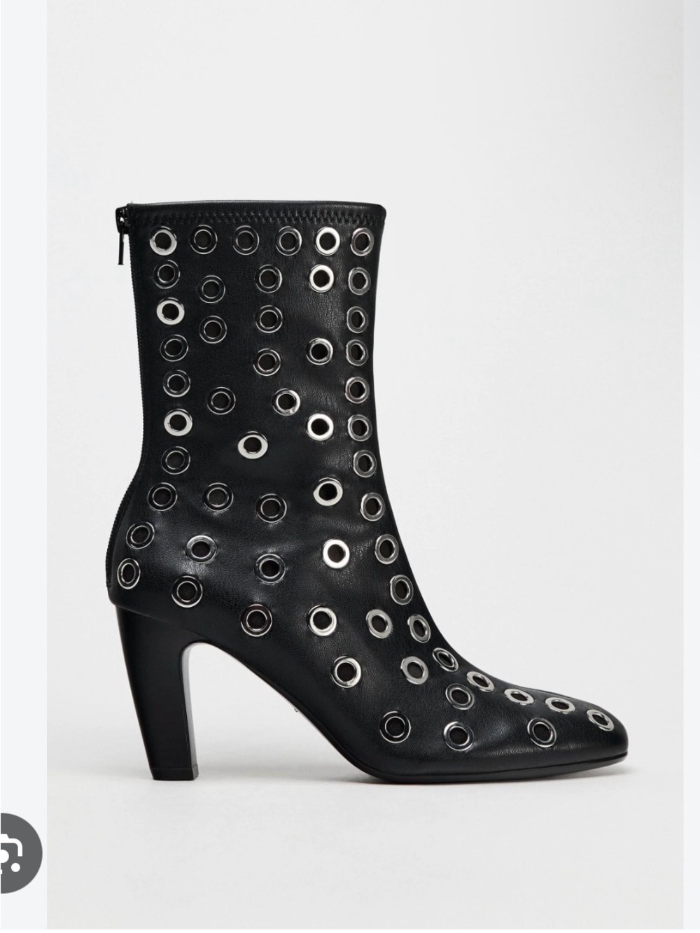 Zara Leather Black Grommet Women's Ankle Boots